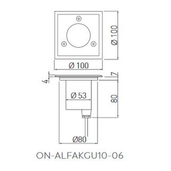 Mini spot encastrable extérieur 230V IP67 carré culot ampoule GU10 remplaçable acier