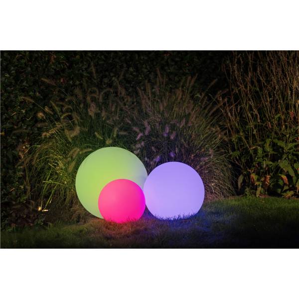 Boule lumineuse extérieur 30CM blanche LED RGB 2W 12V IP44 Garden Pro sol multicolore sphère luminaire couleur