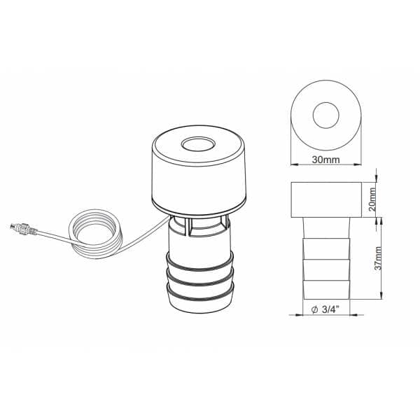 Mini spot encastrable LED 1W rond blanc chaud 12V extérieur IP68 Garden Pro diamètre percer trou dimensions