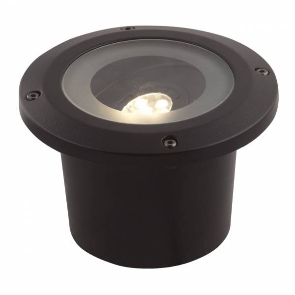 Spot LED encastrable extérieur 5W blanc chaud alu IP67 inclinable noir Garden Pro