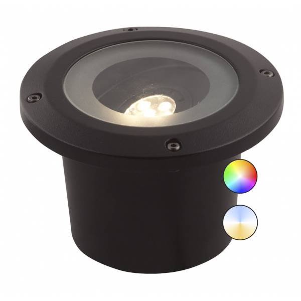 Spot encastrable extérieur connecté intelligent LED RGB + blanc 5W noir inclinable 12 V IP67 Garden Pro