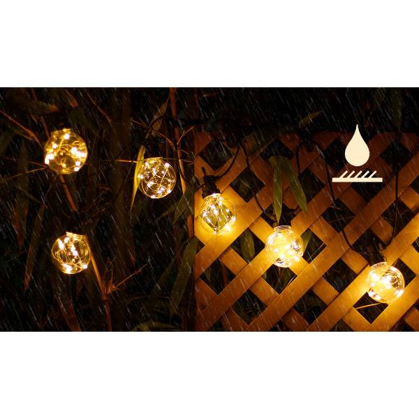 guirlande lumineuse guinguette 10 globes 80mm filament micro led 4.5 mètres extérieur étanche