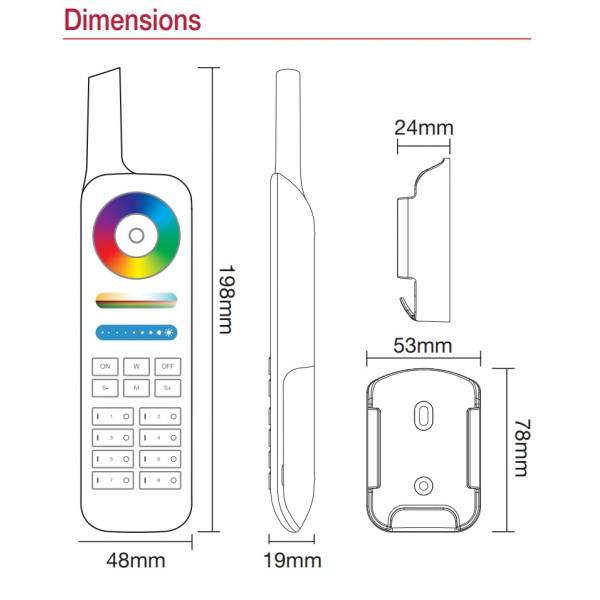 Télécommande pour projecteur piscine LED dimmable RGB+Blanc CCT professionnel Vision Pro