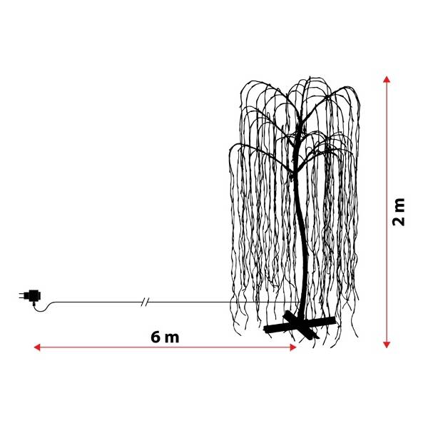 Arbre lumineux saule pleureur hauteur 2M LED blanc chaud scintillant