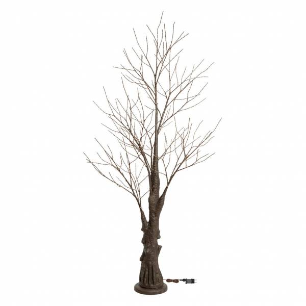 Arbre lumineux marron 210cm blanc chaud scintillant fil cuivré extérieur