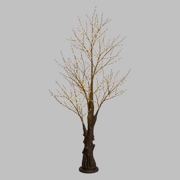 Arbre lumineux marron 210cm blanc chaud scintillant fil cuivré extérieur