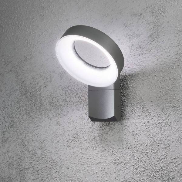 Applique murale extérieur design Aluminium Gris anthracite cercle lumineux IP44 blanc froid 6W ASTI Konstsmide