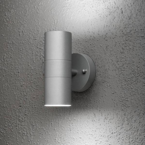 Applique murale extérieure cylindre haut et bas Modena Aluminium gris IP44 GU10 professionnelle Konstsmide