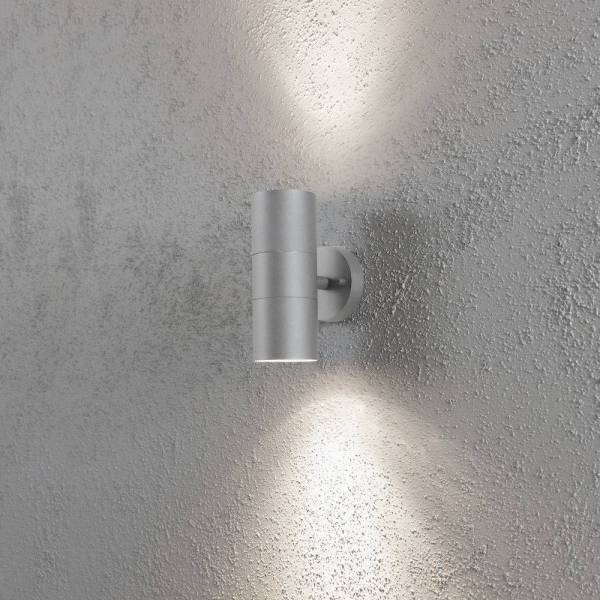 Applique murale extérieure double spot haut et bas Modena Aluminium IP44 grise GU10 professionnelle Konstsmide