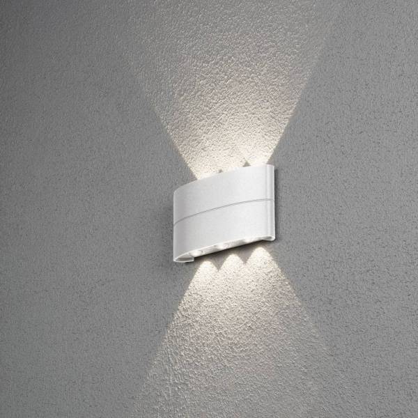 Applique murale extérieure Aluminium blanc triple LED IP54 blanc chaud haut et bas 3000k 6x1,2W Chieri Konstsmide