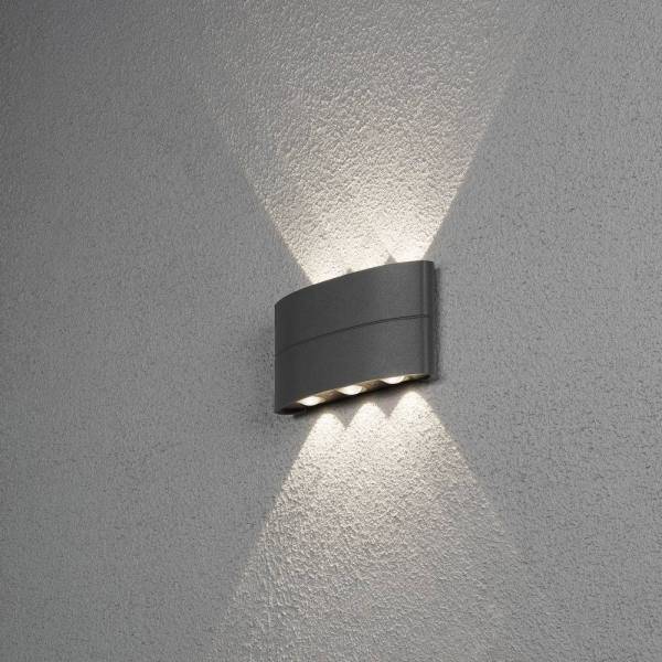 Applique extérieur murale design triple led Aluminium Gris anthracite IP54 blanc chaud haut et bas 6X1,2W Chieri Konstsmide