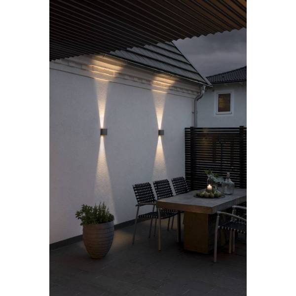 Applique murale Chieri Aluminium IP54 Gris anthracite 900 lumens blanc chaud 3000k 2x6W professionnelle Konstsmide 