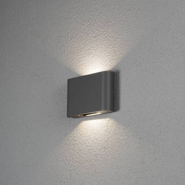 Applique murale LED réglable haut et bas IP54 Alu Gris anthracite blanc chaud 3000k 2x6W professionnelle Chieri Konstsmide