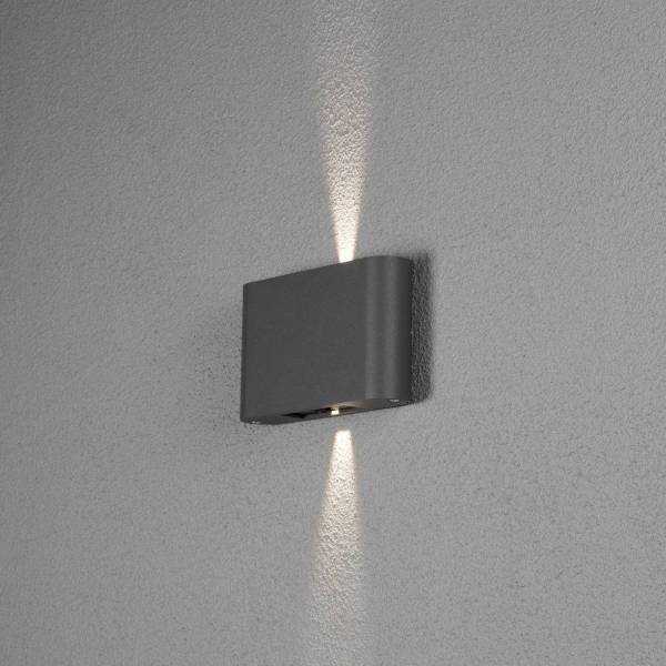 Applique murale LED réglable haut et bas IP54 Alu Gris anthracite blanc chaud 3000k 2x6W professionnelle Chieri Konstsmide