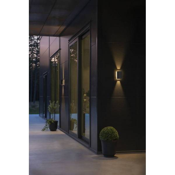 Applique murale LED rectangle design Alu angle réglable IP54 Gris Anthracite blanc chaud haut/bas 3000k 9w Cremona Konstsmide