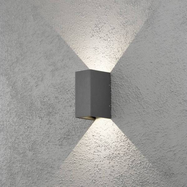 Applique murale LED rectangle design Cremona Alu anthracite IP54 blanc chaud 3000k haut bas 6W Konstsmide