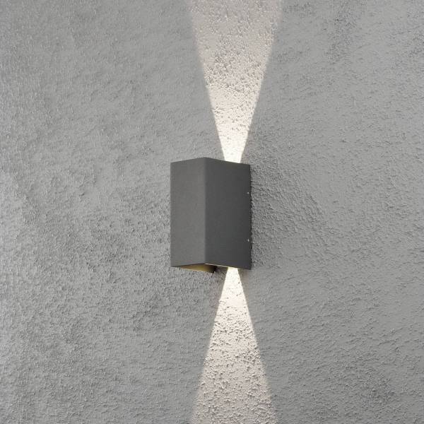 Applique murale Cremona Aluminium IP54 Gris anthracite 600 lumens blanc chaud 3000k 2x3W professionnelle Konstsmide 