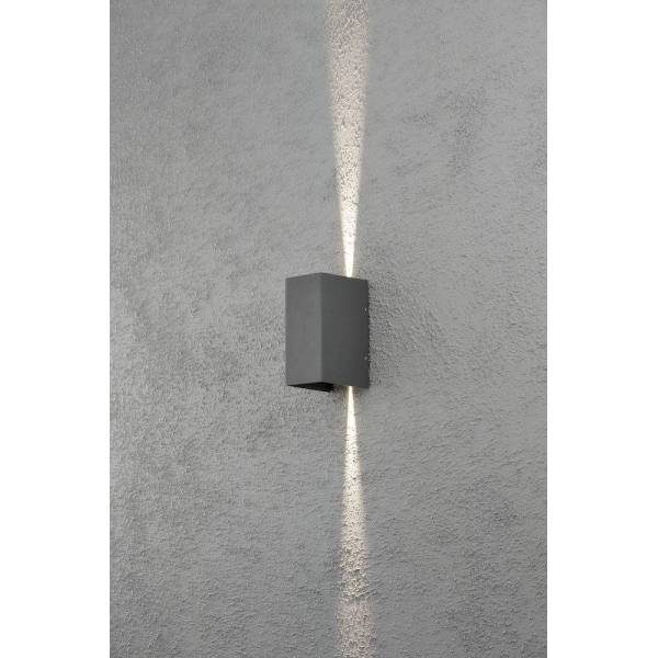 Applique murale Cremona Aluminium IP54 Gris anthracite 600 lumens blanc chaud 3000k 2x3W professionnelle Konstsmide 