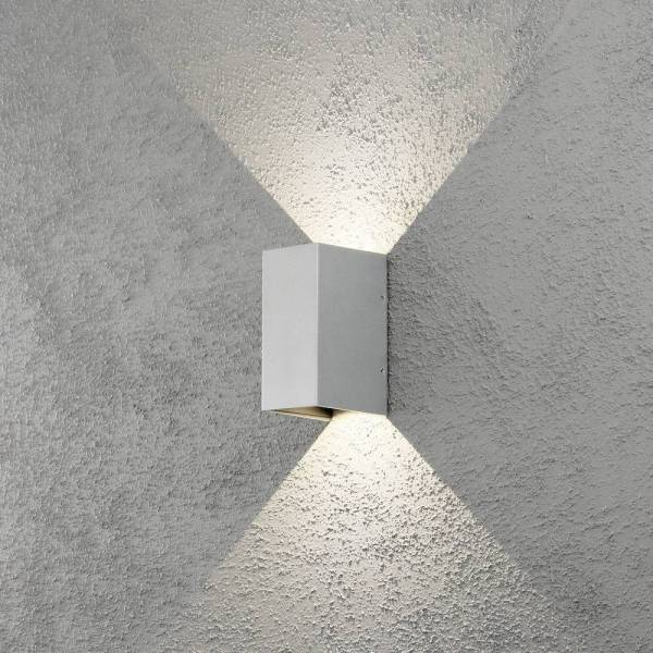 Applique murale LED rectangle Alu gris clair IP54 blanc chaud 3000k haut bas 6W Cremona Konstsmide