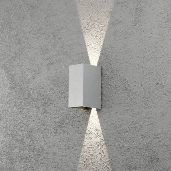 Applique murale LED rectangle Alu gris clair IP54 blanc chaud 3000k haut bas 6W Cremona Konstsmide