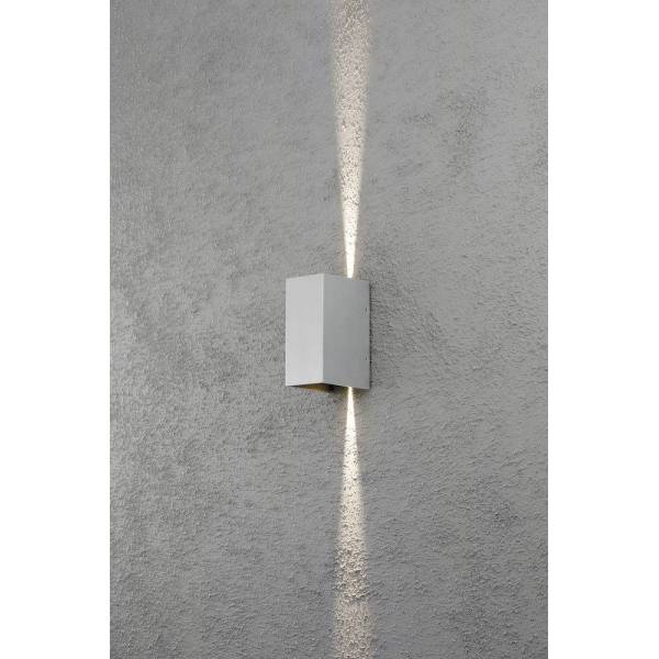 Applique murale LED rectangle Alu gris clair IP54 blanc chaud 3000k haut bas 6W Cremona Konstsmide