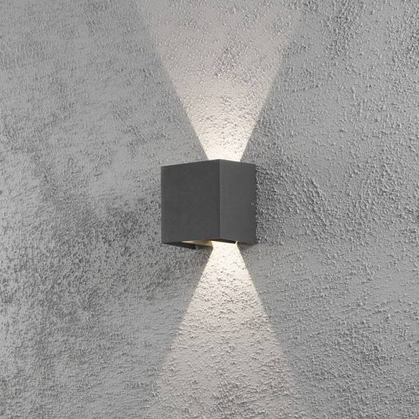 Applique murale Cremona Aluminium IP54 Gris anthracite 460 lumens blanc chaud 3000k 2x3W professionnelle Konstsmide 