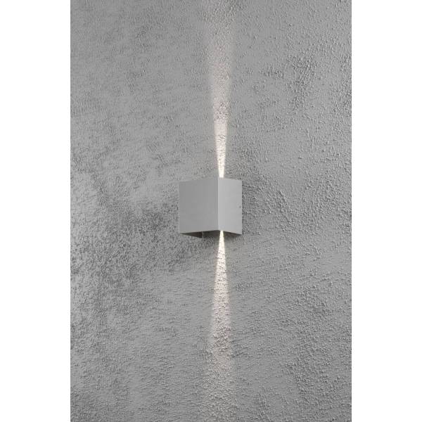 Applique murale Cremona Aluminium IP54 grise 460 lumens blanc chaud 3000k 2x3W professionnelle Konstsmide 