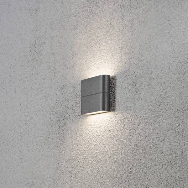 Applique murale Aluminium Gris anthracite IP54 450 lumens blanc chaud 3000k haut et bas 2x3W professionnelle Chieri Konstsmide