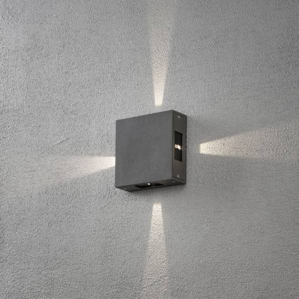 Applique murale LED Alu IP54 Gris anthracite blanc chaud haut, bas, côtés 3000k 4X3W professionnelle Cremona Konstsmide