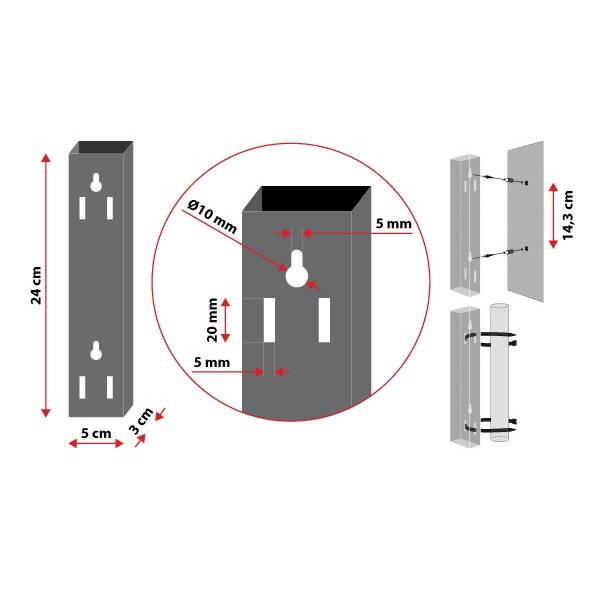 Support Mural pour branche lumineuse aluminium blanc