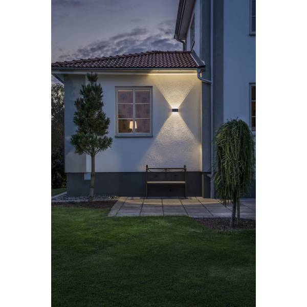 Applique extérieur murale design triple led Aluminium Gris anthracite IP54 blanc chaud haut et bas 6X1,2W Chieri Konstsmide