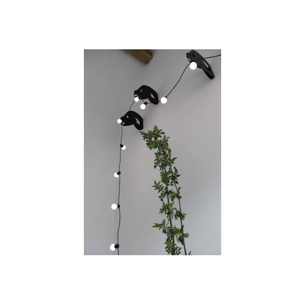 Extension Guirlande lumineuse guinguette 6M 20 ampoules LED blanc chaud câble noir extensible IP44 Elume