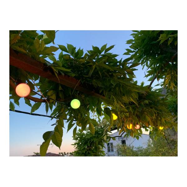 Guirlande guinguette 6M 20 lampes LED pastels multicolores prolongeable IP44 Professionnelle Elume