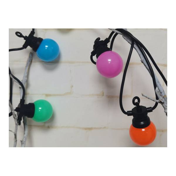 Guirlande guinguette 6M 20 lampes LED pastels multicolores prolongeable IP44 Professionnelle Elume