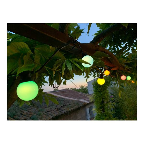 Guirlande guinguette 6M 20 lampes LED pastels multicolores prolongeable IP44 Professionnelle Elume