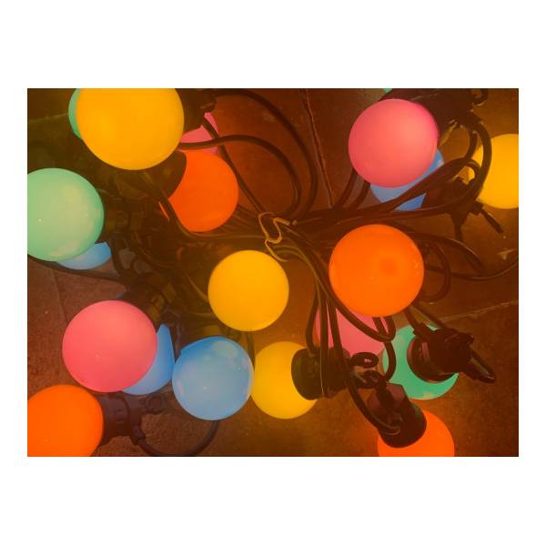 Guirlande guinguette 6M 20 lampes LED pastels multicolores prolongeable IP44 Professionnelle Elume