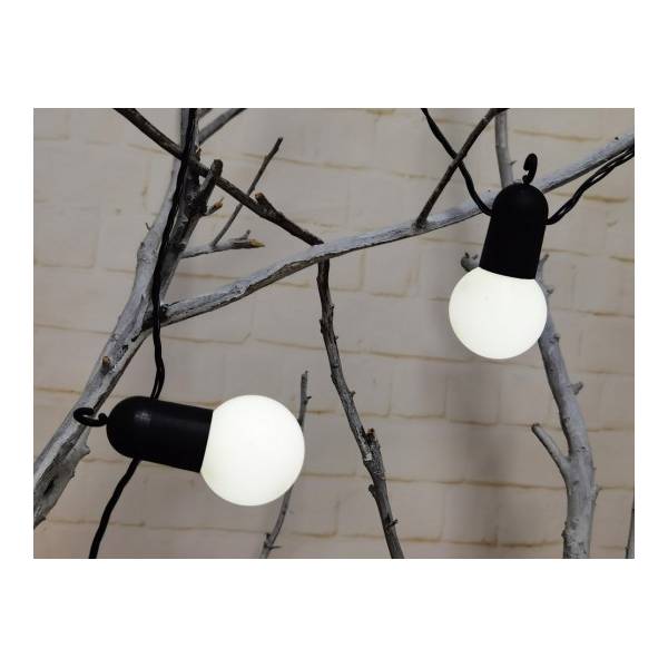 Guirlande lumineuse guinguette 18M 30 globes LED blanc froid IP44 extensible pas chère Elume