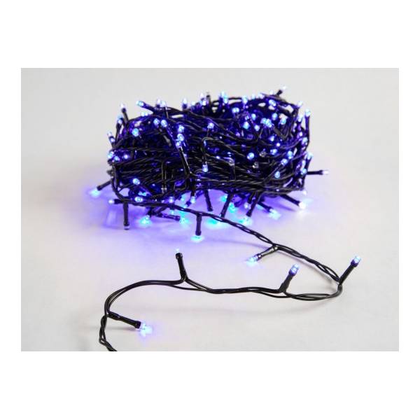 Guirlande lumineuse 17M 240 LED bleu fixe et blanc froid flash extérieure IP44 câble noir Elume