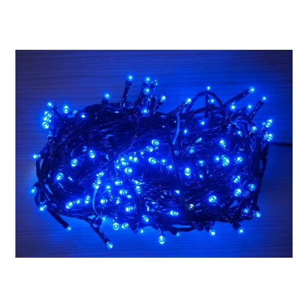 Guirlande lumineuse 17M 240 LED bleu fixe et blanc froid flash extérieure IP44 câble noir Elume