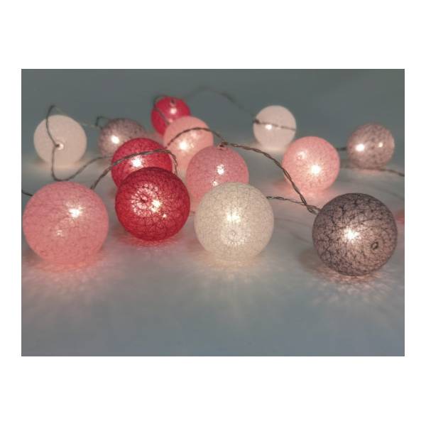 Guirlande lumineuse boules fil rose 4 couleurs LED blanc chaud Elume