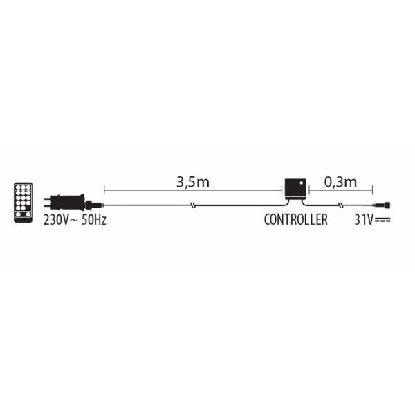 Alimentation avec télécommande Max 1500 led pour gamme SMART Connect Lotti 31V 8 jeux de lumières Minuteur IP44