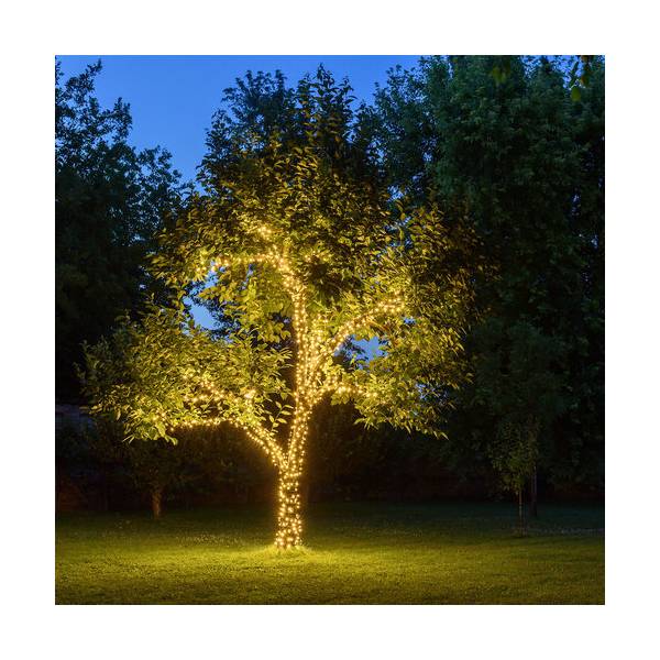 Guirlande lumineuse 10M 100 LED blanc chaud animée Prolongeable câble vert 31V IP44 SMART Connect Lotti