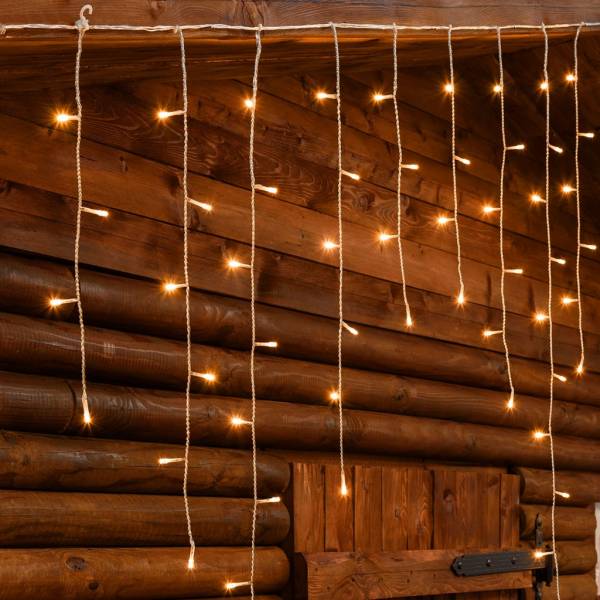 Guirlande stalactite lumineuse extérieur 3M H100cm 120 LED ambré extensible câble blanc 31V IP44 SMART Connect Lotti