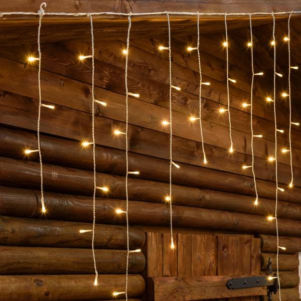 Guirlande stalactite lumineuse 3M H100cm 120 LED blanc chaud extensible câble blanc 31V IP44 SMART Connect Lotti