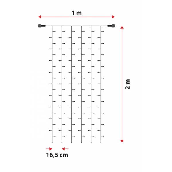 Rideau lumineux animé 1X2M 120 LED blanc chaud prolongeable câble blanc 31V IP44 SMART Connect Lotti