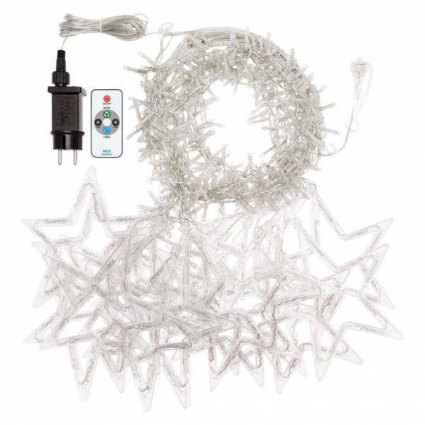 Guirlande stalactite étoiles lumineuses 5M H105cm LED blanc chaud extensible 8 modes Télécommande IP44 SMART Connect Lotti 31V