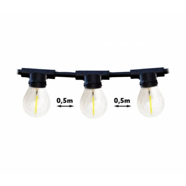 Guirlande guinguette suspendue 5M 10 LED blanc chaud IP65 prolongeable