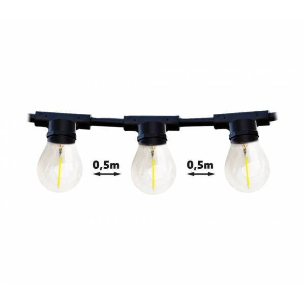 Guirlande guinguette 5M 10 lampes suspendues multicolores IP65 prolongeable