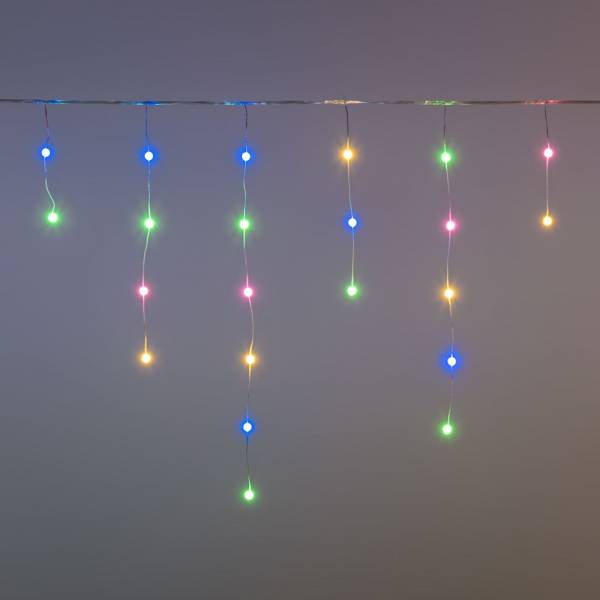 Guirlande stalactite lumineuse 4M 100 mini boules LED blanc chaud 8 jeux lumières IP44 SMART Connect Lotti 31V