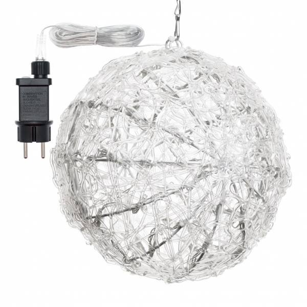 Sphère lumineuse D26cm 80 LED blanc froid 8 jeux lumières IP44